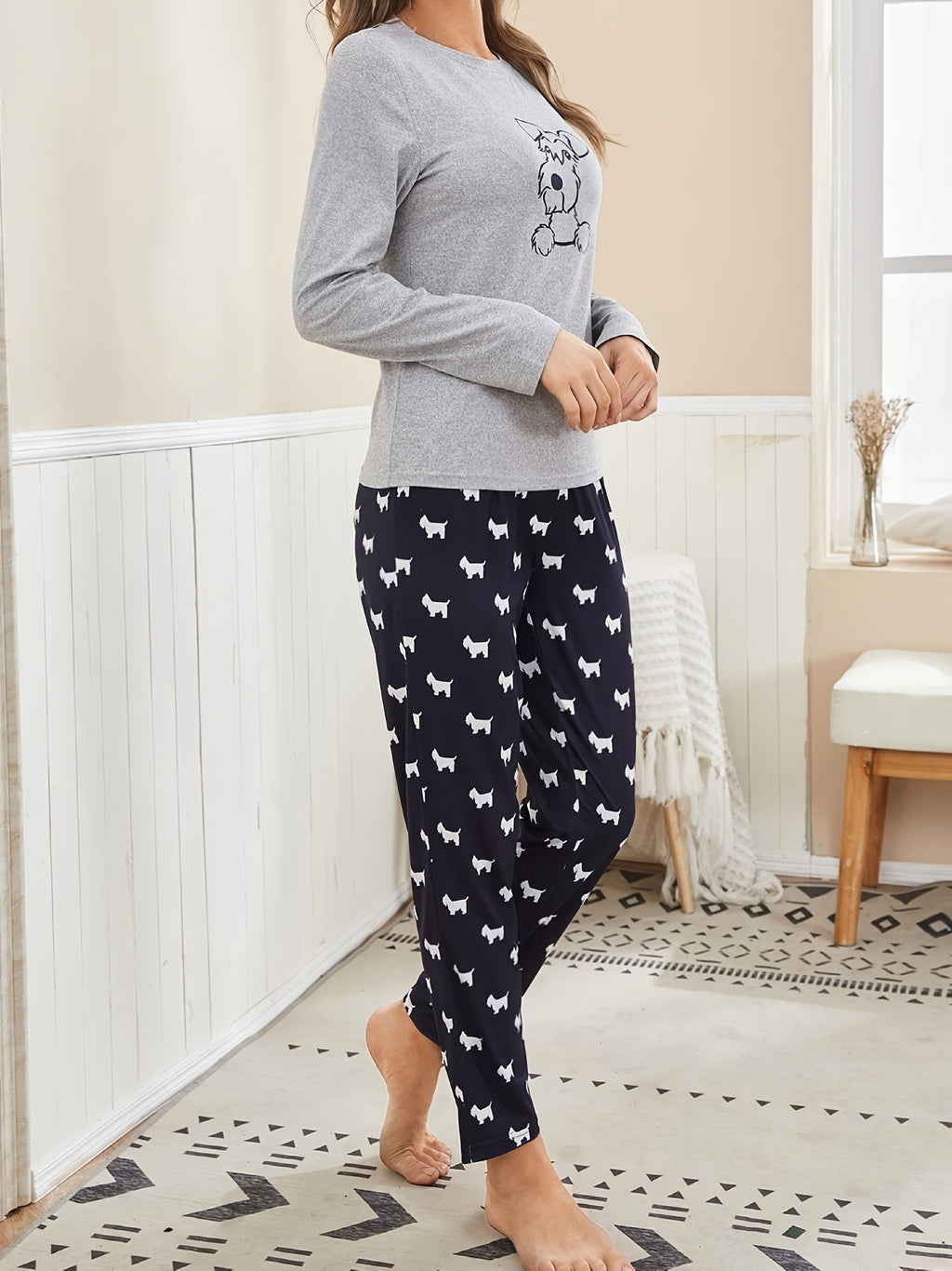 Casual Homewear with a Puppy Print