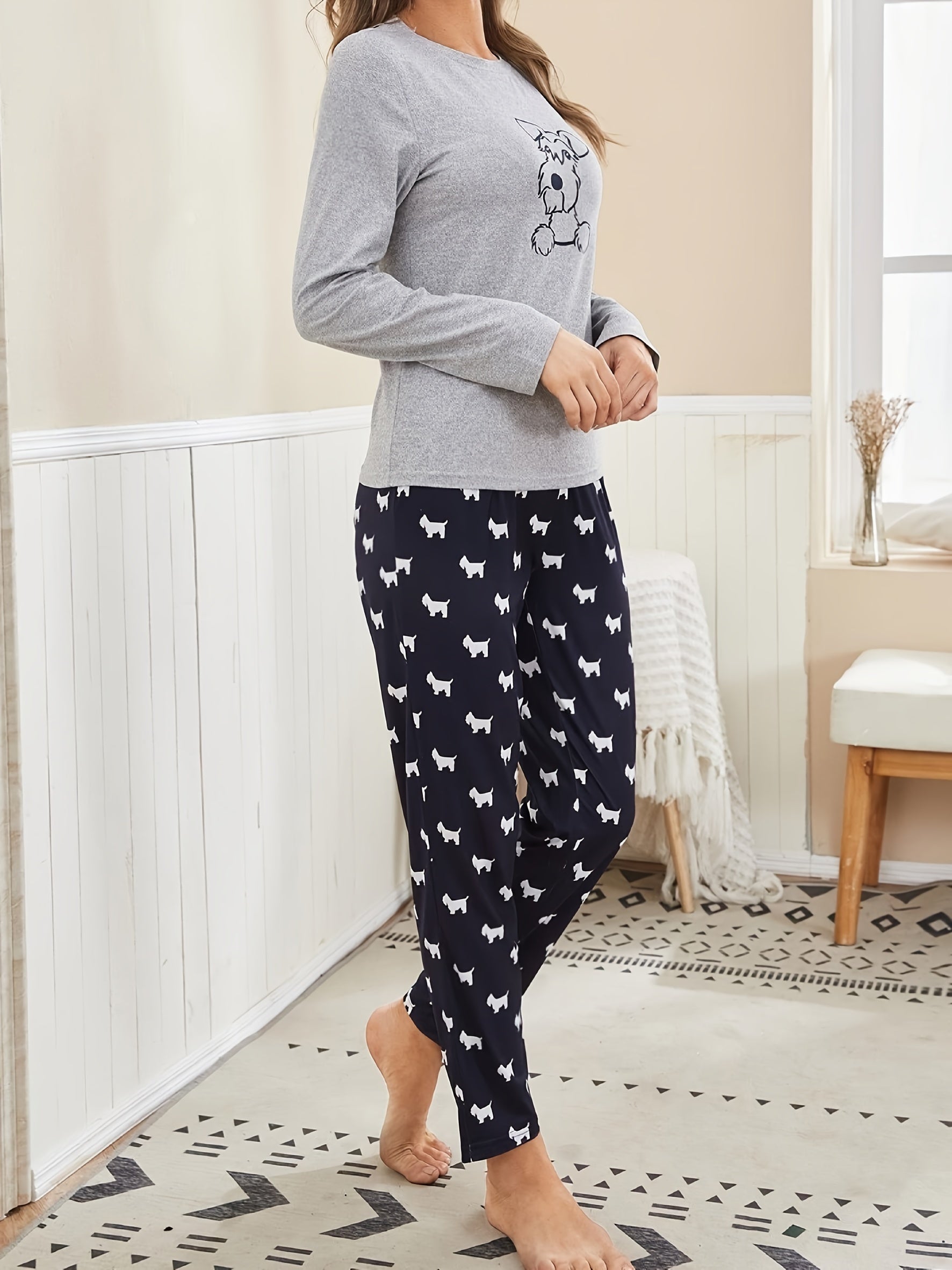 Casual Homewear with a Puppy Print