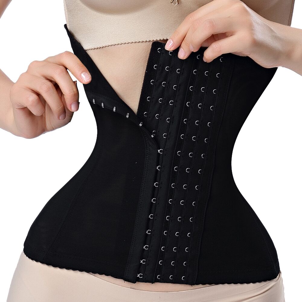 Adjustable Hard-Corps Waist Trainer Corset - Tummy Control Bodysuit with Front/Back Buckle Closure, Posture & Aid, Hand Washable Shaping Underwear for Figure (No Dry Clean)