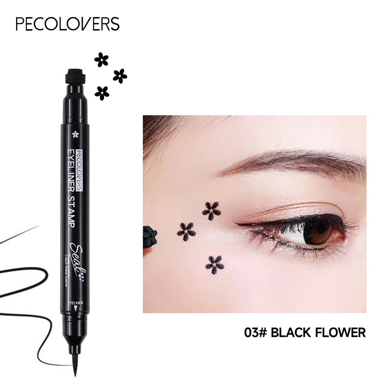 PECOLOVERS -Ended Waterproof Liquid Eyeliner & Tattoo Stamp - Quick-Dry -Lasting Waterproof Eye Liner Suitable for, Stamp for Eye Makeup - Portable for Travel, Parties, Daily Use