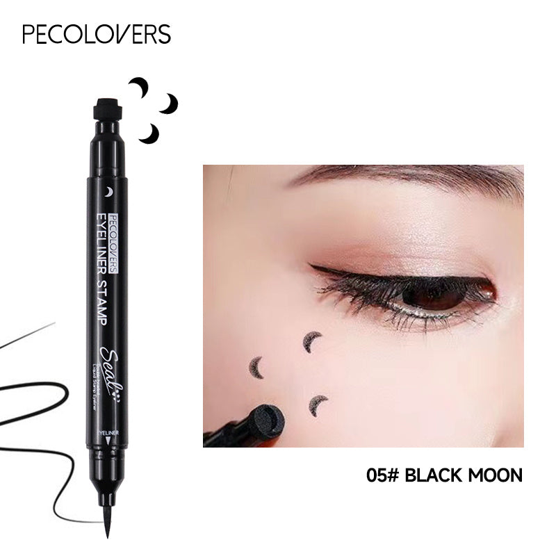 PECOLOVERS -Ended Waterproof Liquid Eyeliner & Tattoo Stamp - Quick-Dry -Lasting Waterproof Eye Liner Suitable for, Stamp for Eye Makeup - Portable for Travel, Parties, Daily Use