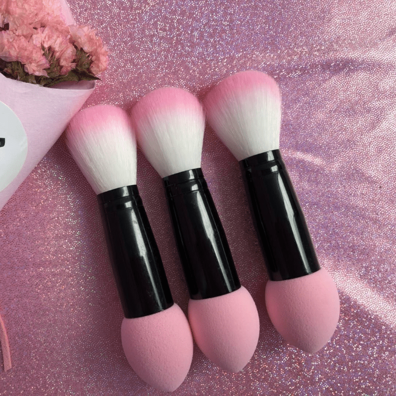 Professional Foundation Blending Face Brush With Two Heads Blush Cosmetics Makeup Sponge For Women Beauty