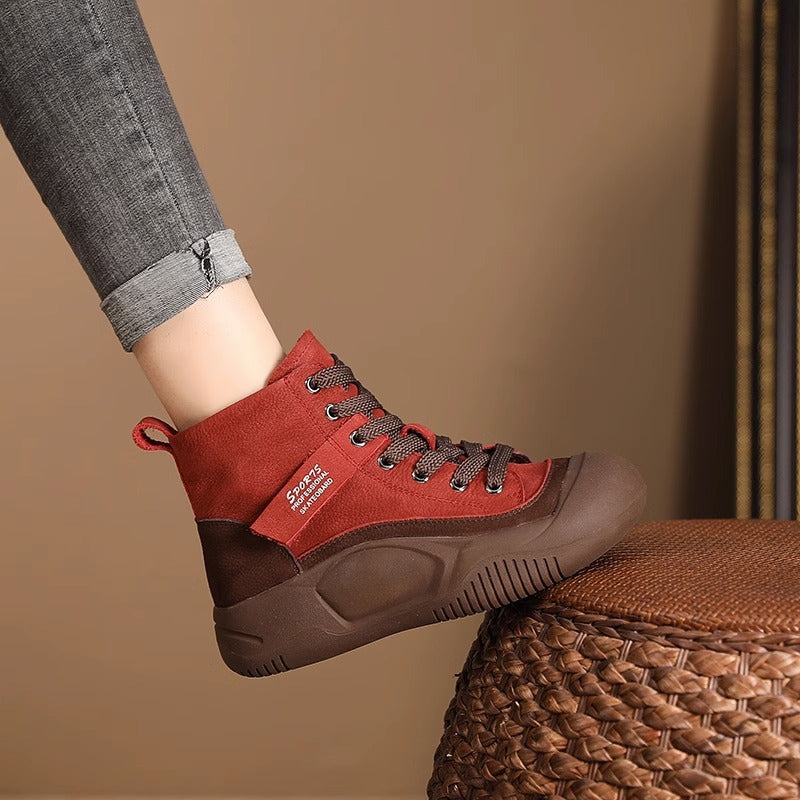 Womens High Top Casual Thick Soled Height Increasing Boots