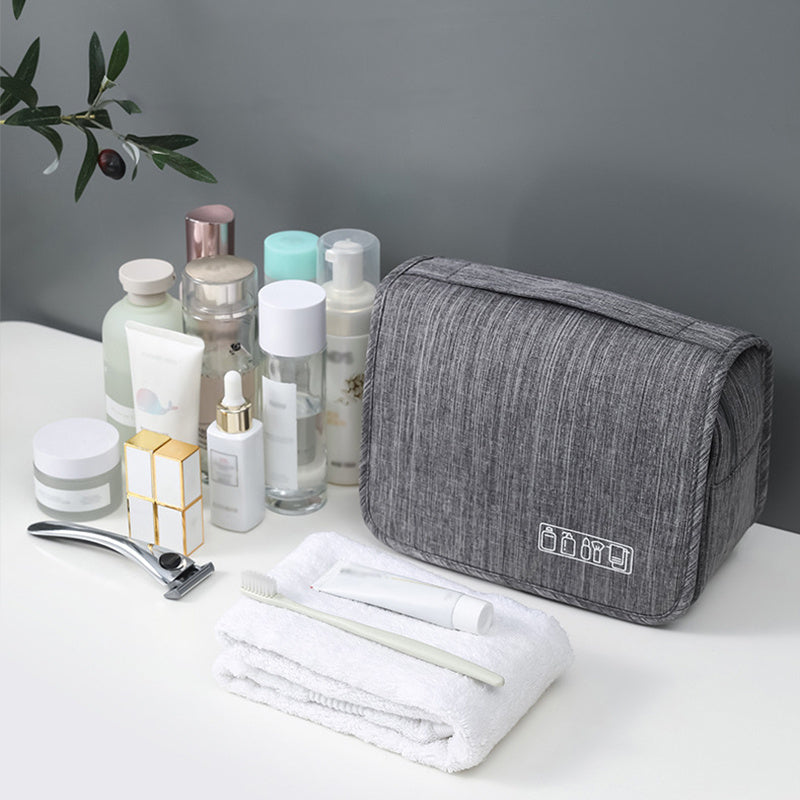 [Large Makeup Organizer] Durable Polyester Large Capacity Makeup Organizer Bag | Travel & Business, Wet & Dry Separation, Multiple Compartments for Cosmetics, Toiletries, And Accessories