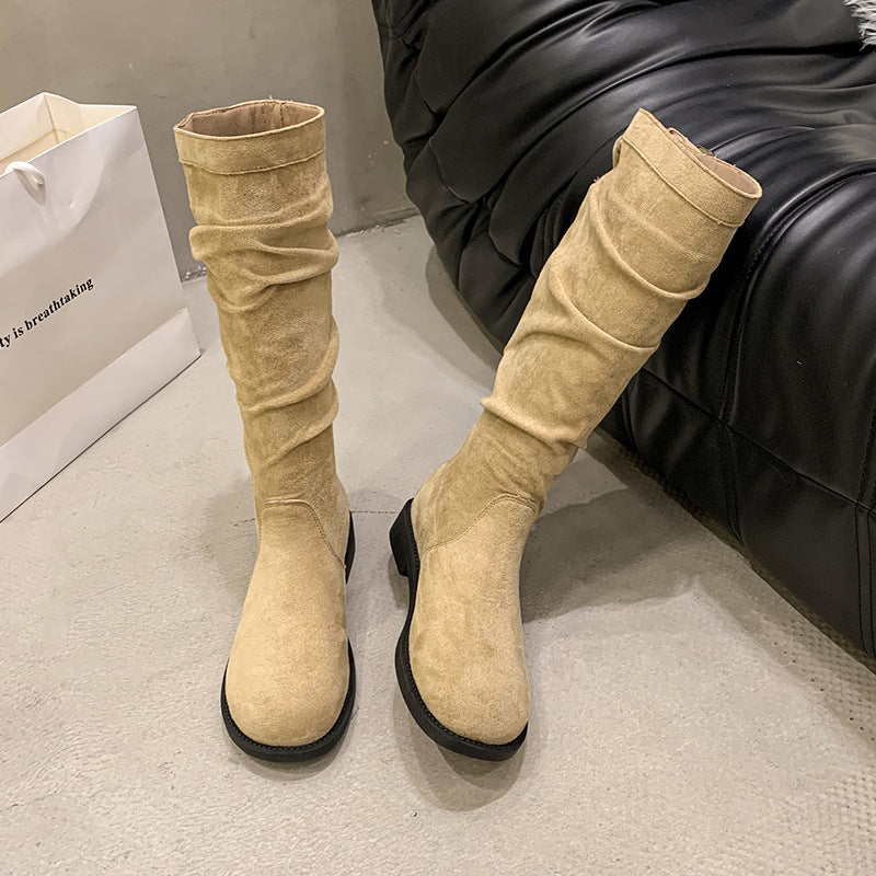 Womens Slim-fit High-top Boots For Fall And Winter