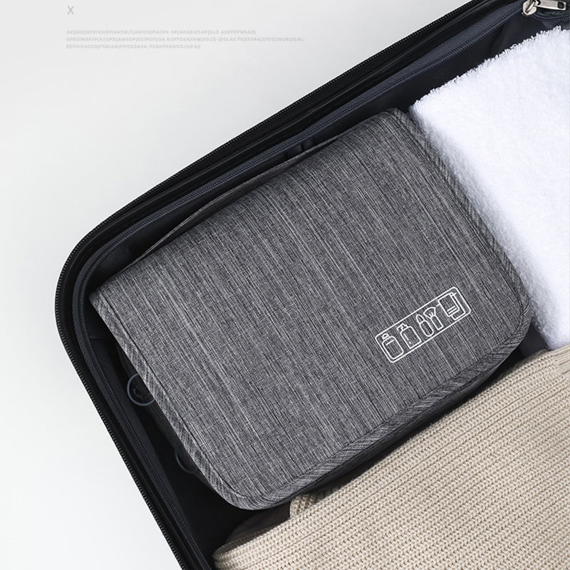 [Large Makeup Organizer] Durable Polyester Large Capacity Makeup Organizer Bag | Travel & Business, Wet & Dry Separation, Multiple Compartments for Cosmetics, Toiletries, And Accessories