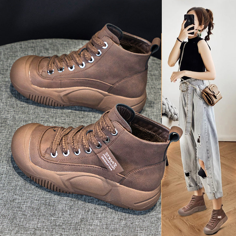 Womens High Top Casual Thick Soled Height Increasing Boots
