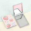 1pc Strawberry Design Double-Sided Makeup Mirror, Polished Iron Frame, Tabletop Mount, Magnifying Glass Surface, Flower Theme, Unscented, No Battery Required