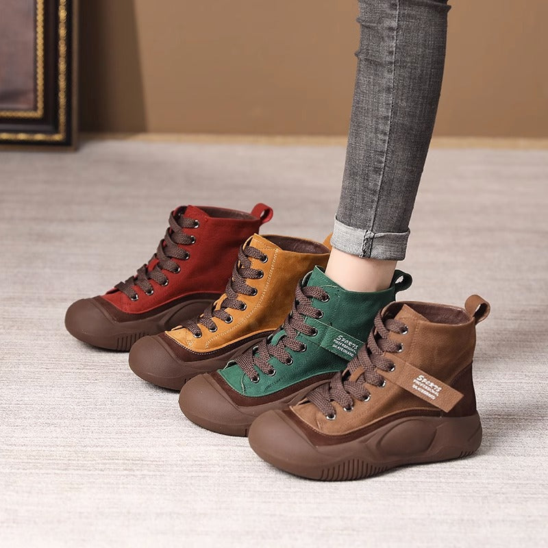Womens High Top Casual Thick Soled Height Increasing Boots