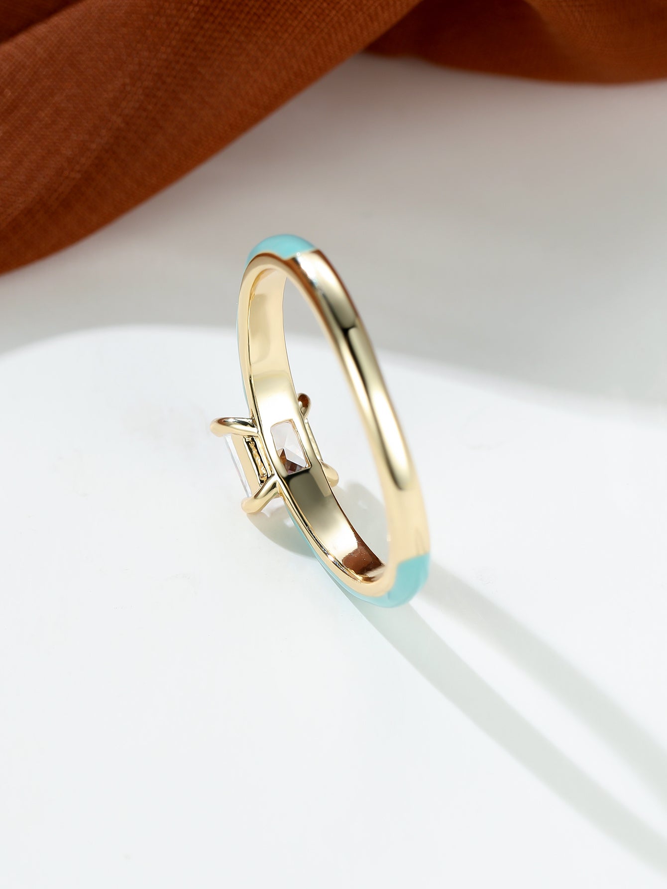 [Elegant Blue | Vintage] Elegant Blue 1pc Synthetic Zirconia Ring | Vintage-Inspired Square Design, Goldentone Clasp | Women's Casual Jewelry, Perfect Gift