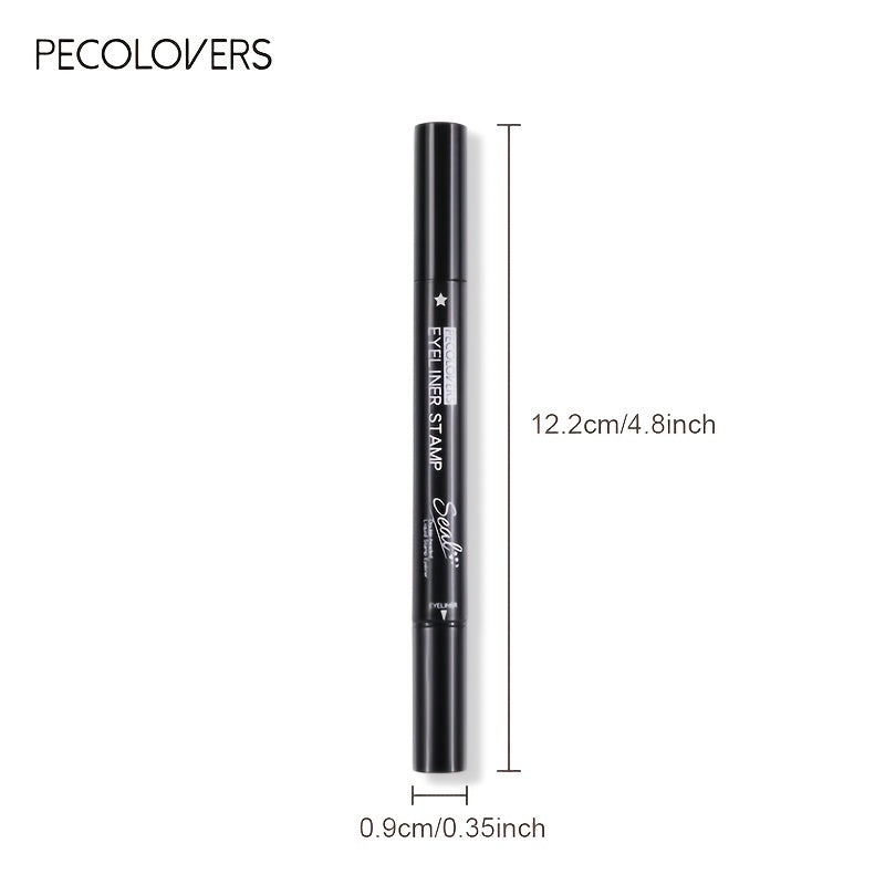 PECOLOVERS -Ended Waterproof Liquid Eyeliner & Tattoo Stamp - Quick-Dry -Lasting Waterproof Eye Liner Suitable for, Stamp for Eye Makeup - Portable for Travel, Parties, Daily Use