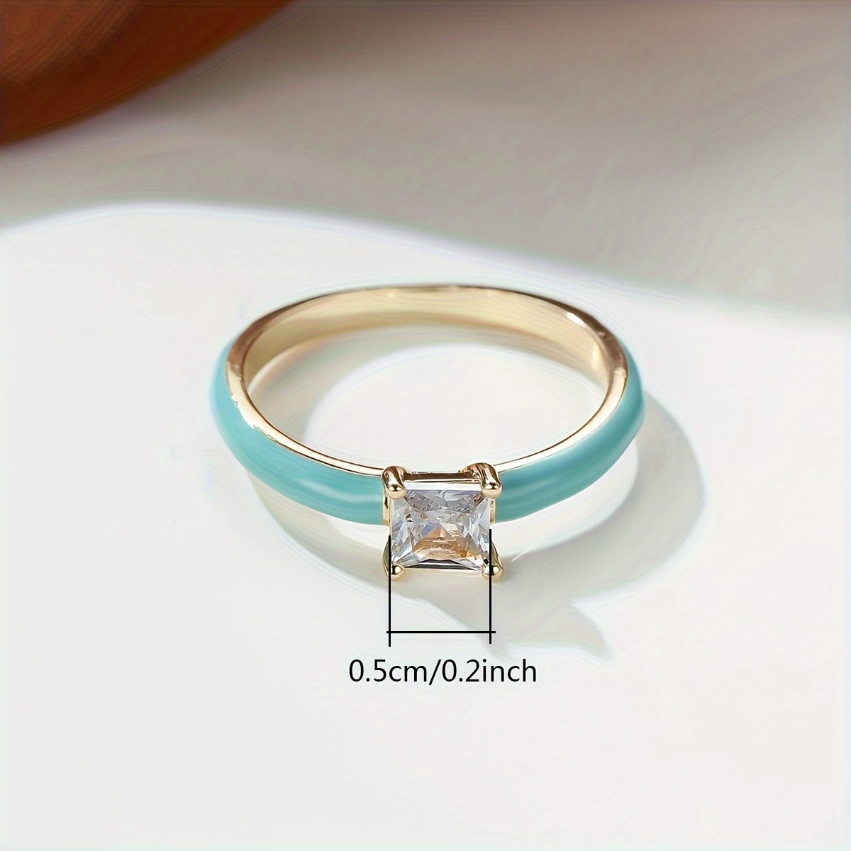 [Elegant Blue | Vintage] Elegant Blue 1pc Synthetic Zirconia Ring | Vintage-Inspired Square Design, Goldentone Clasp | Women's Casual Jewelry, Perfect Gift