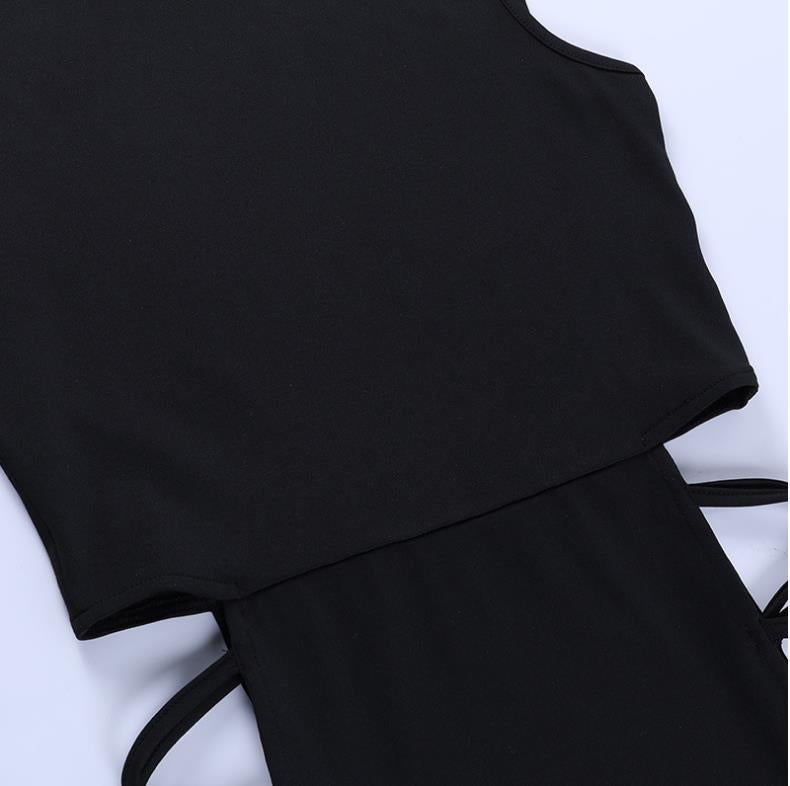 Sexy High Neck Bodycon Long Dress With Side Hollow And High Slit | Solid Color, Style, Suitable For Spring/Fall