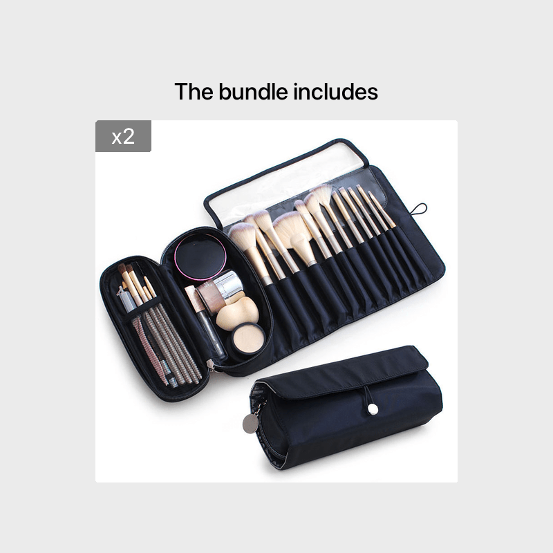 [Makeup Brush Organizer Bag] Large Capacity Makeup Brush Organizer Bag - Multi-Functional Korean Style Portable Cosmetic Pouch for Students
