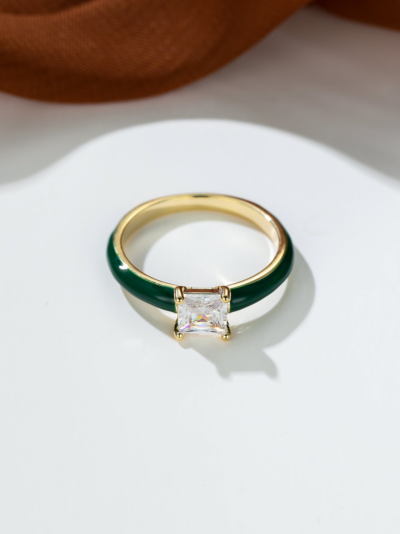 [Elegant Blue | Vintage] Elegant Blue 1pc Synthetic Zirconia Ring | Vintage-Inspired Square Design, Goldentone Clasp | Women's Casual Jewelry, Perfect Gift