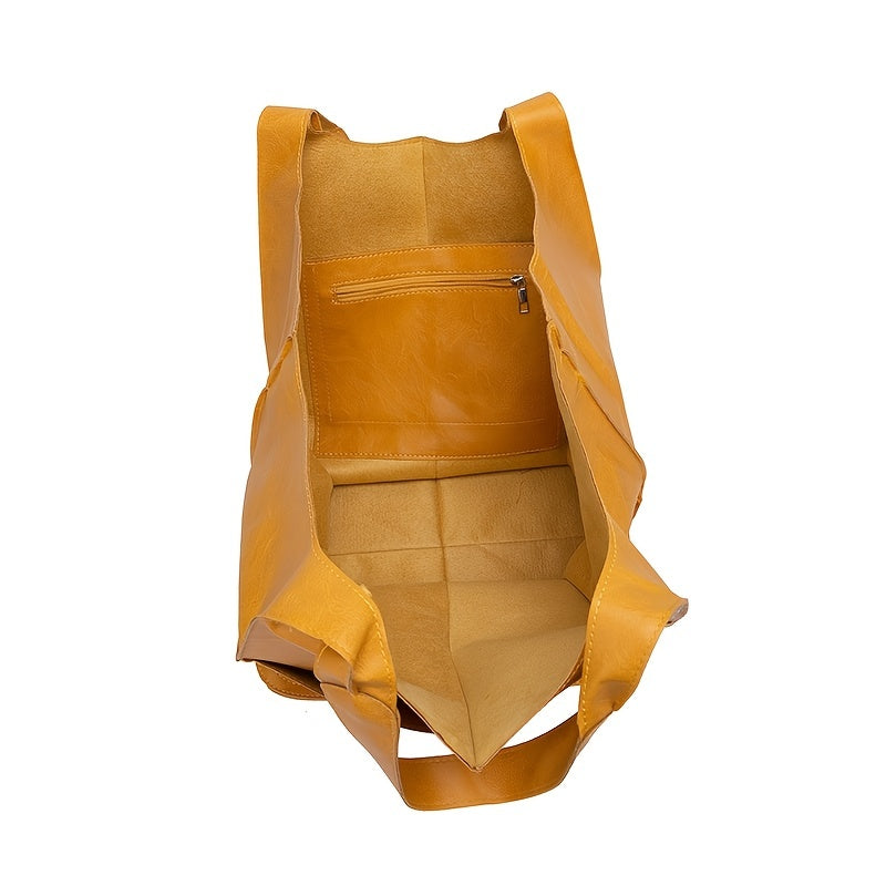 MAJUE Vintage Beach Tote Bag, Large Heavy-Duty with Fixed Shoulder Strap, for Pool Travel Shopping, Elegant Solid, Easy-Care Handbags