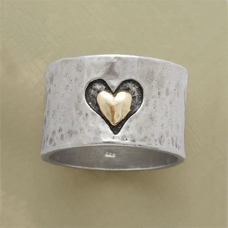 [Multi Sizes Vintage Band Ring] Vintage Band Ring Cute Heart Design Multi Sizes To Choose Match Daily Outfits Special Ring For Special You Dupes Luxury Jewelry