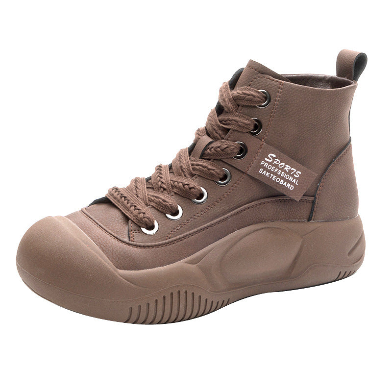 Womens High Top Casual Thick Soled Height Increasing Boots