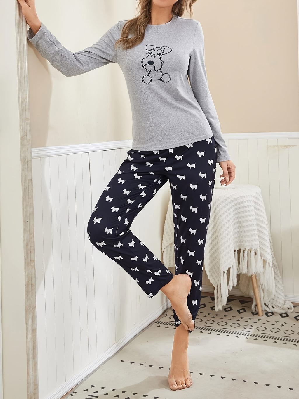 Casual Homewear with a Puppy Print