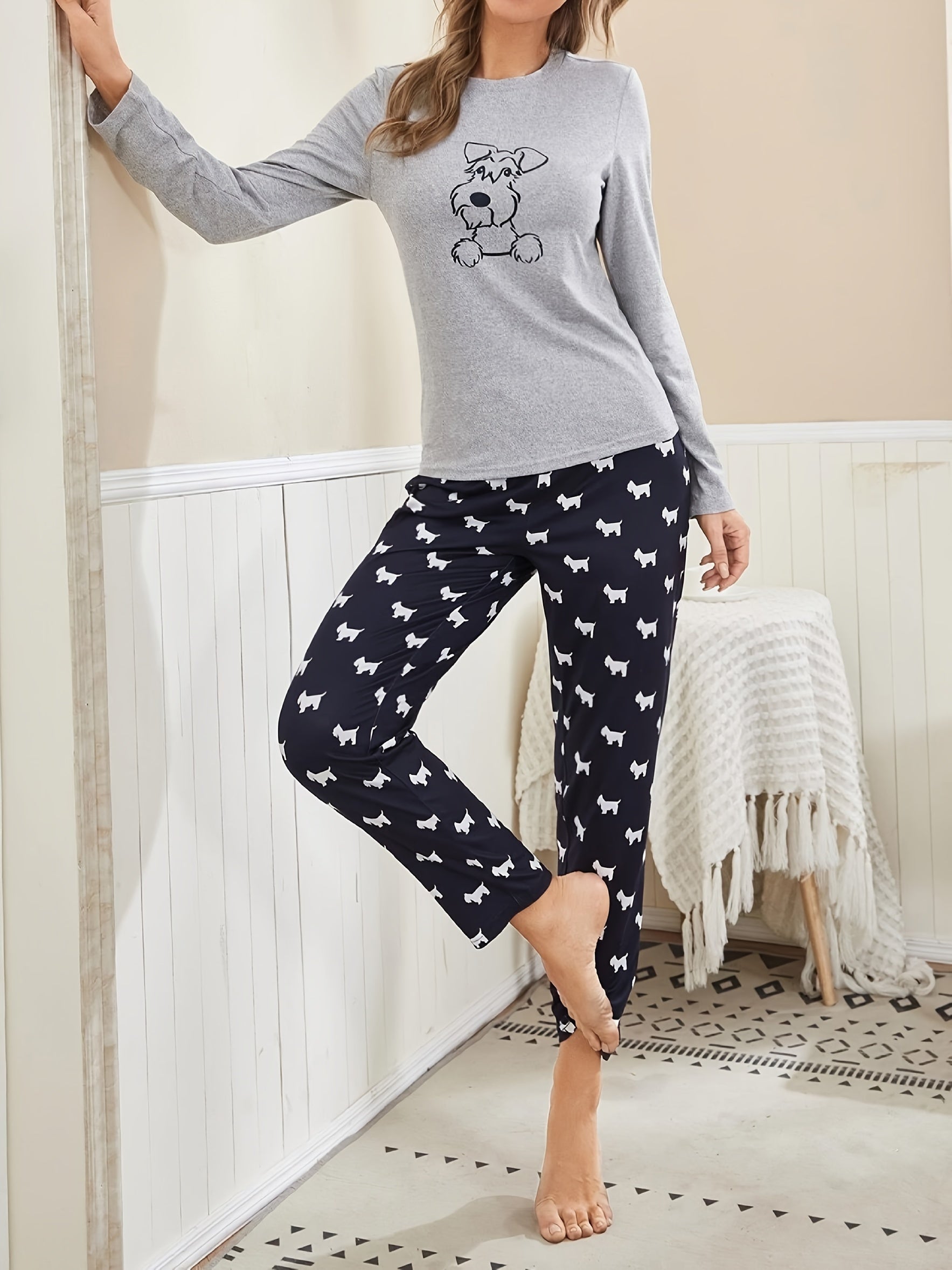 Casual Homewear with a Puppy Print