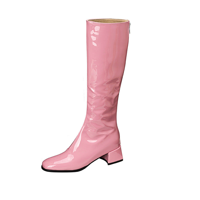 Womens Stylish Chunky-heeled Square-toe Over-the-knee Boots