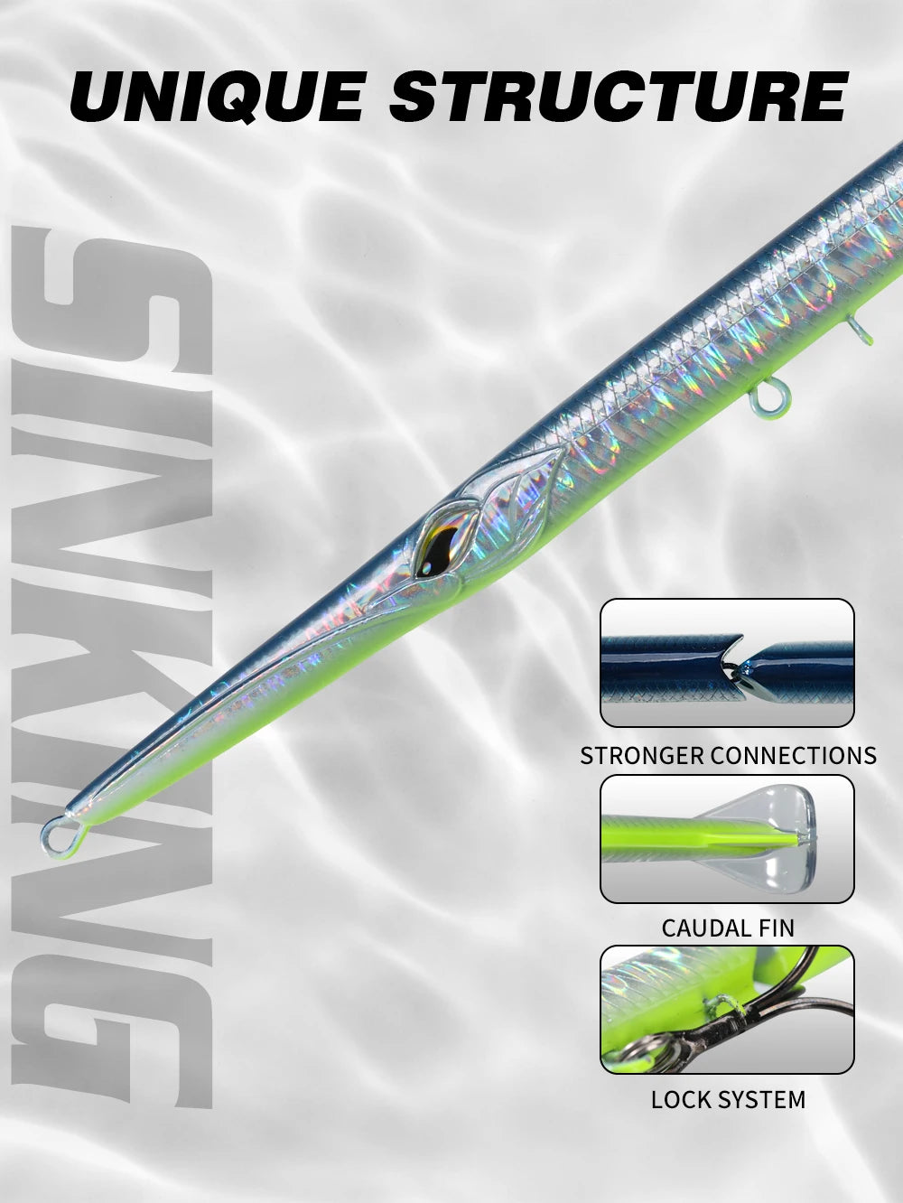 Hunthouse 4PCS 3 Section Jointed Pencil Bait 255mm/30.6g Sinking Needle Swimbait For Bluefish Seabass Accessories