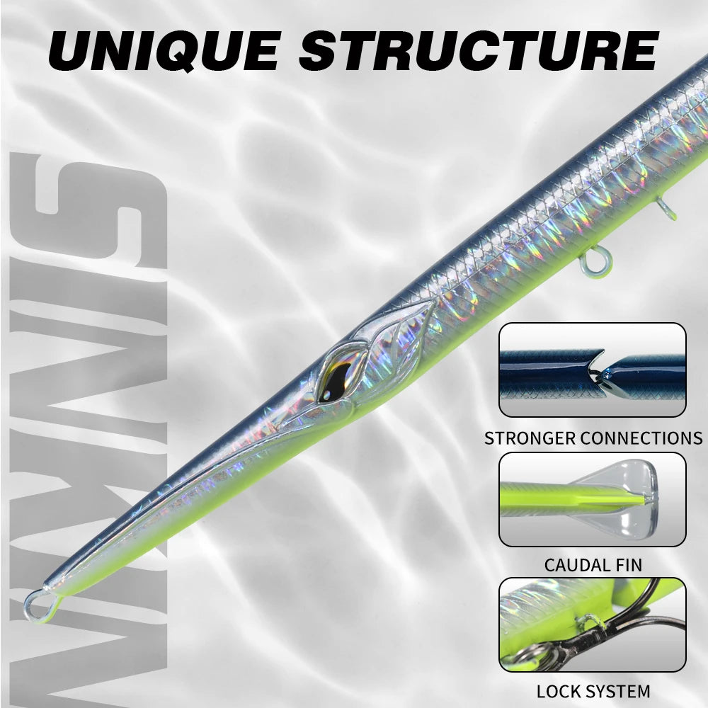 Hunthouse 4PCS 3 Section Jointed Pencil Bait 255mm/30.6g Sinking Needle Swimbait For Bluefish Seabass Accessories