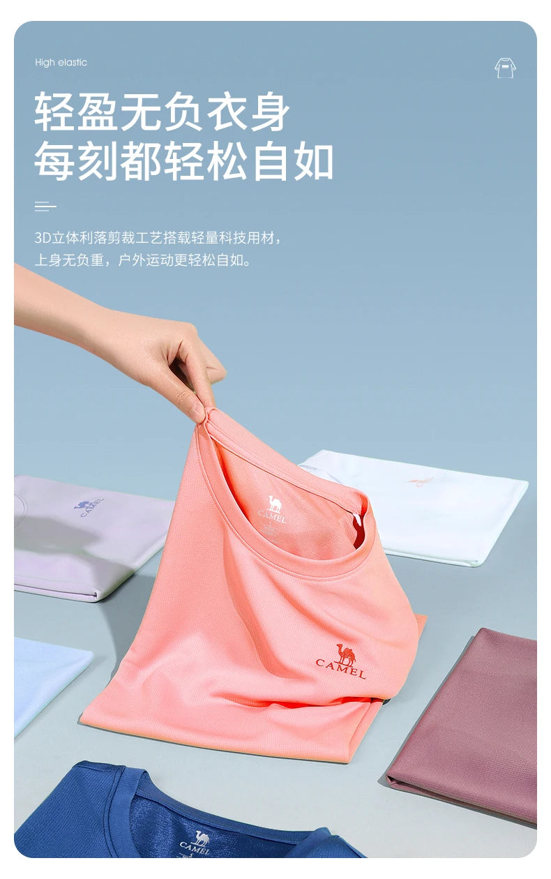 GOLDEN CAMEL Hiking T-shirts Outdoor Sports Casual Fishing T-shirt for Women Summer O-neck Tactical Comfortable t Shirt for Men