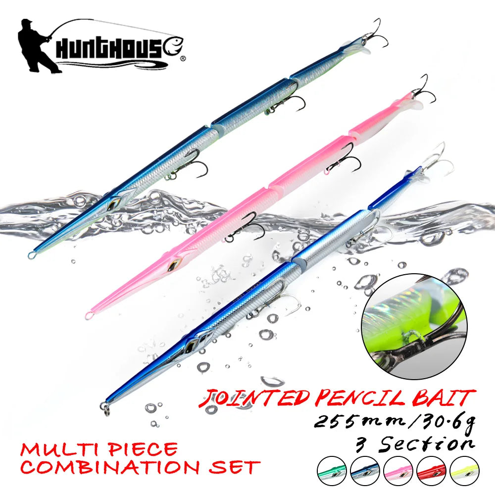 Hunthouse 4PCS 3 Section Jointed Pencil Bait 255mm/30.6g Sinking Needle Swimbait For Bluefish Seabass Accessories