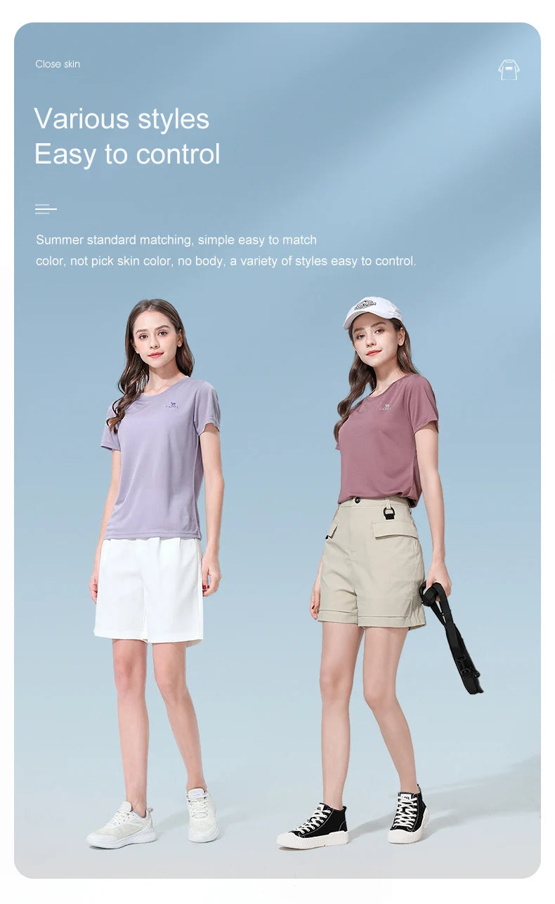GOLDEN CAMEL Hiking T-shirts Outdoor Sports Casual Fishing T-shirt for Women Summer O-neck Tactical Comfortable t Shirt for Men