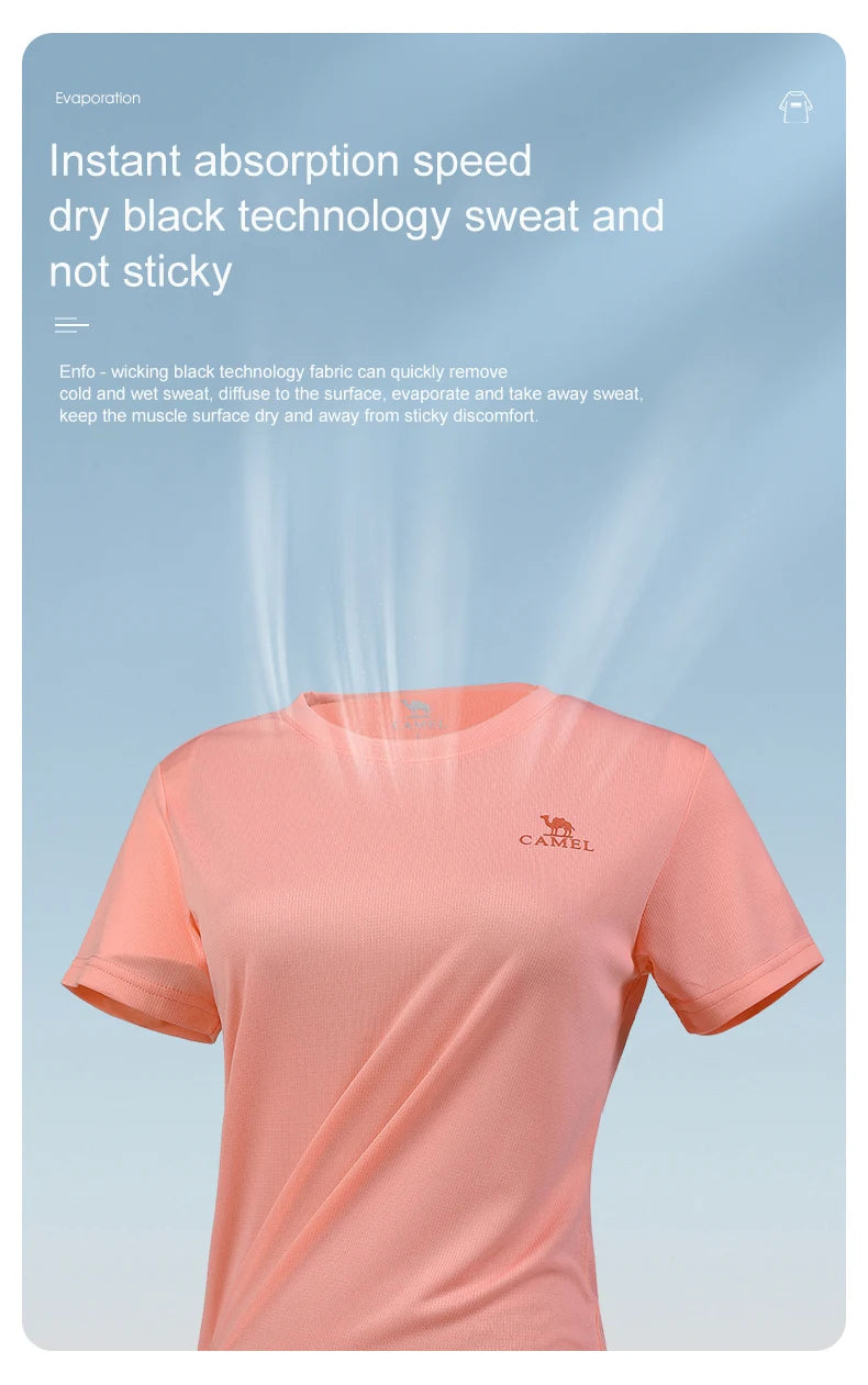 GOLDEN CAMEL Hiking T-shirts Outdoor Sports Casual Fishing T-shirt for Women Summer O-neck Tactical Comfortable t Shirt for Men