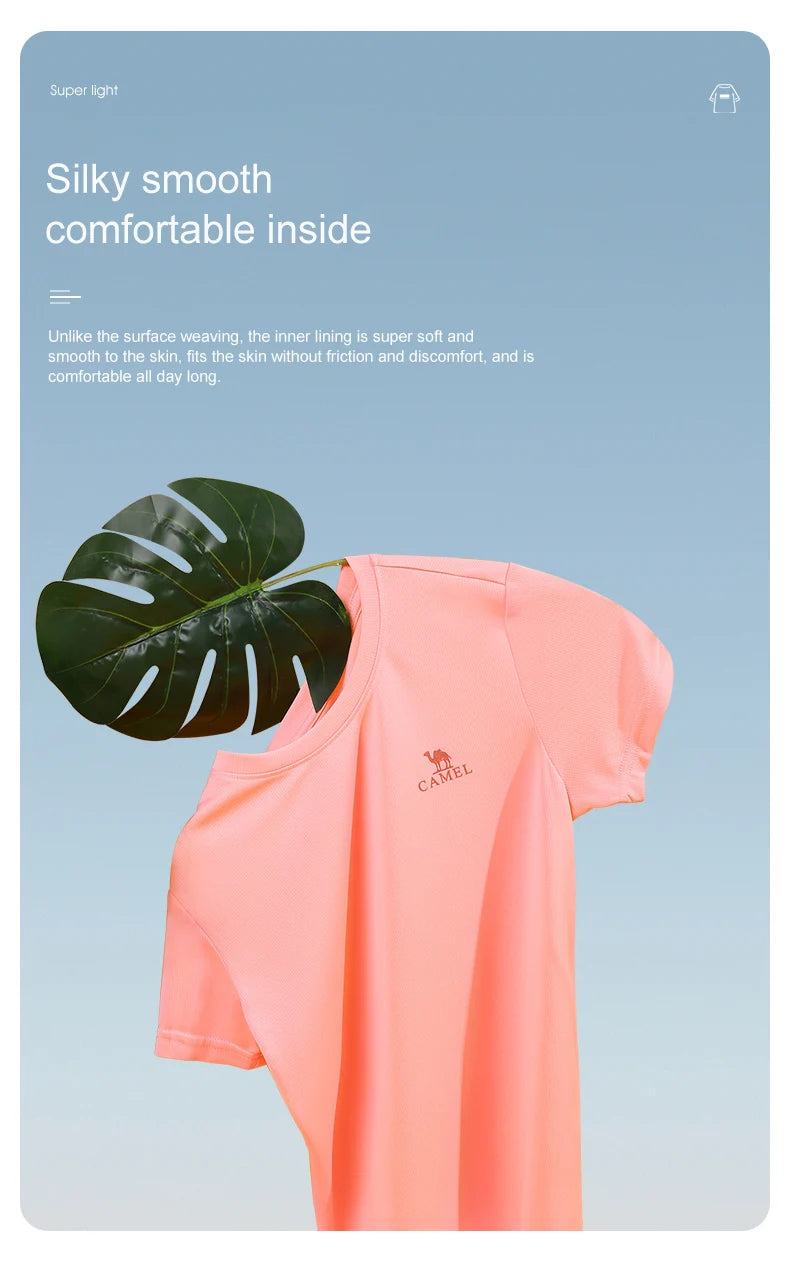GOLDEN CAMEL Hiking T-shirts Outdoor Sports Casual Fishing T-shirt for Women Summer O-neck Tactical Comfortable t Shirt for Men