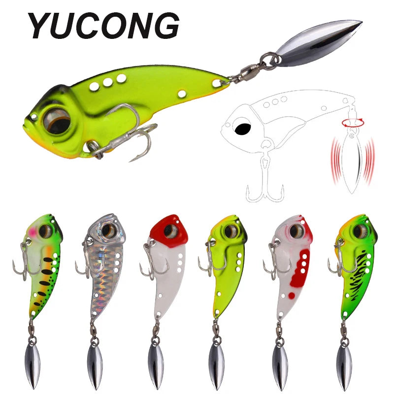 YUCONG 1PCS Metal VIB Spinnerbait 8.5-12.5-17g Jig Spoon Fishing Lure Sinking Vibration Whopper With Sequin leurre Pesca Isca