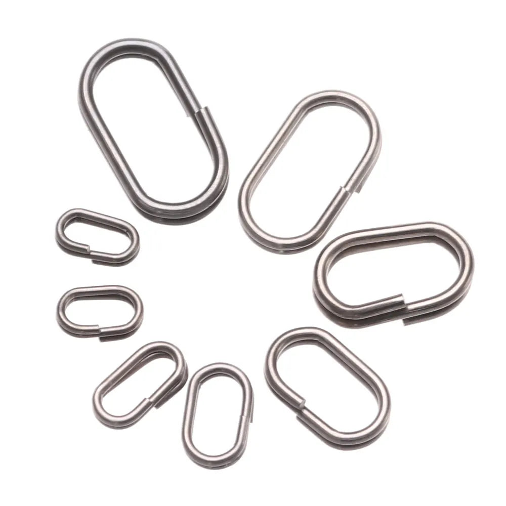 50 PCs/Lot 8/10/13/15/17/19mm Oval Split Rings Snap Swivel Bent Head Fishing Tackle Steel Fishing lure Split Fishing Accessories
