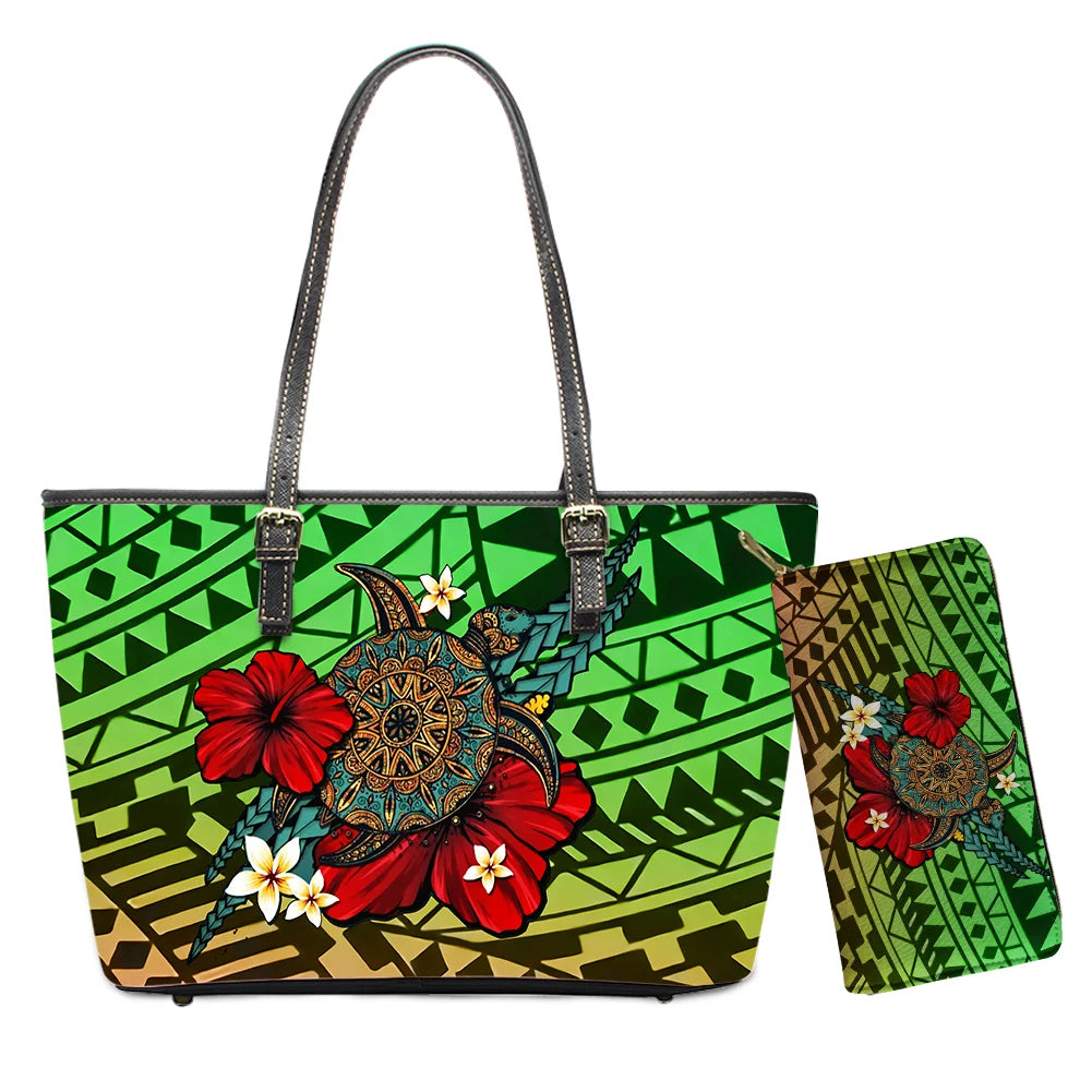 Custom Name Text Samoan Tribal Clutch Purses Handbag Set for Women Polynesian Designer Female Ladies Spring Summer Shoulder Bags