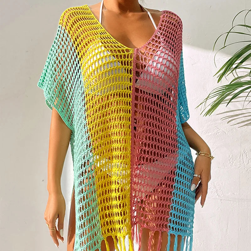 TW High Quality Hot Sale Summer Beach Wear Hollow Out Crochet Bathing Suits Beach Swimwear Cover up Dress