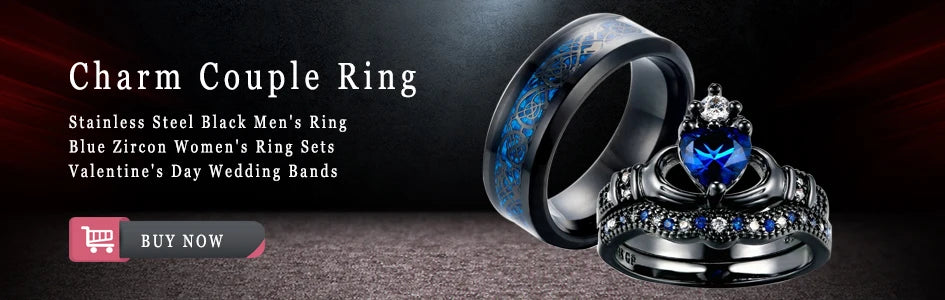 Fashion Couple Rings for Lover's Wedding Jewelry Trendy Rainbow Stainless Steel Men's Ring Cute Women Purple Zircon Rings Set