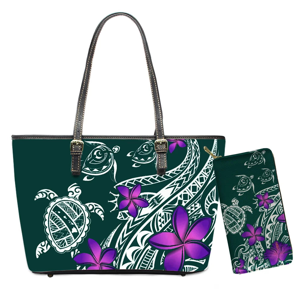 Custom Name Text Samoan Tribal Clutch Purses Handbag Set for Women Polynesian Designer Female Ladies Spring Summer Shoulder Bags