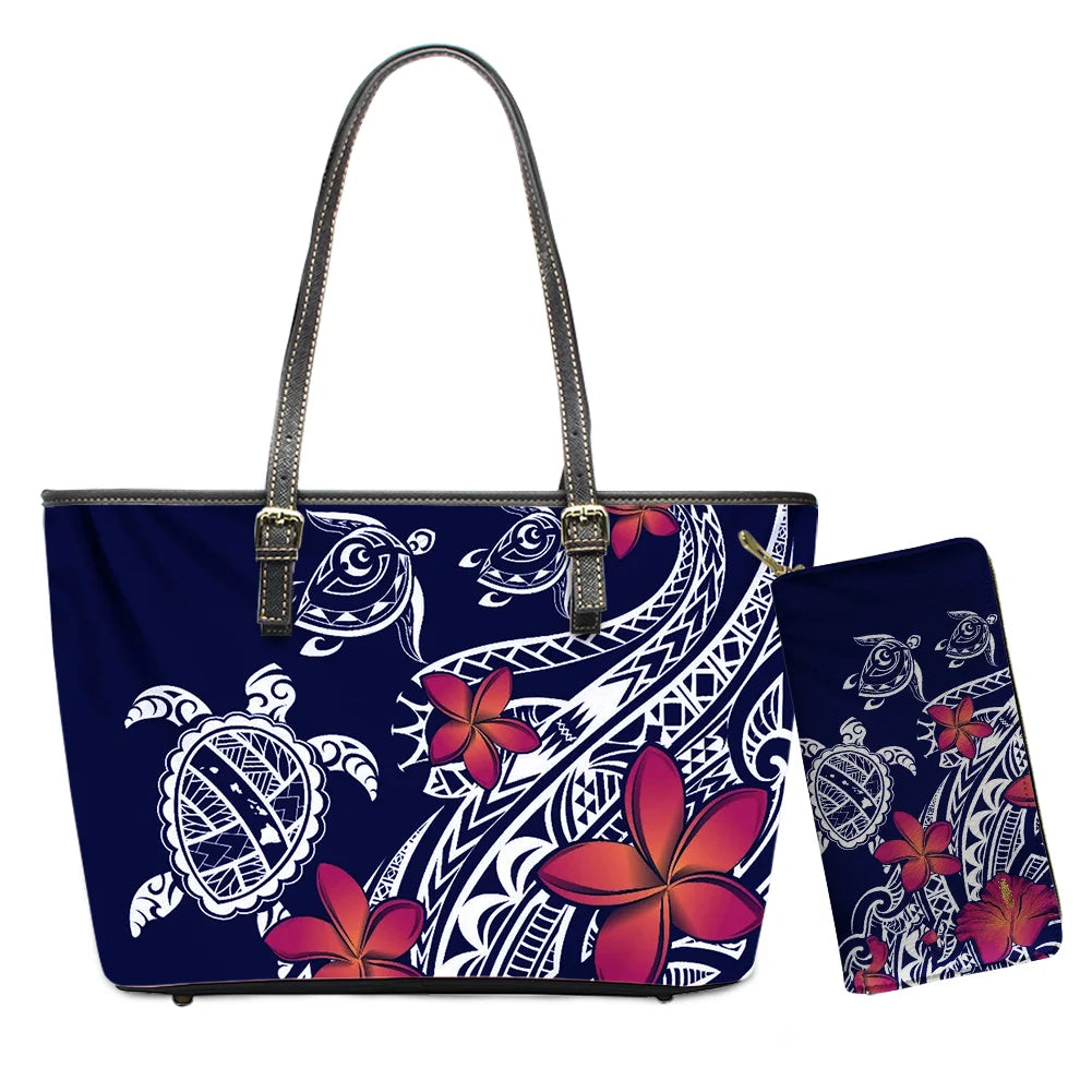 Custom Name Text Samoan Tribal Clutch Purses Handbag Set for Women Polynesian Designer Female Ladies Spring Summer Shoulder Bags