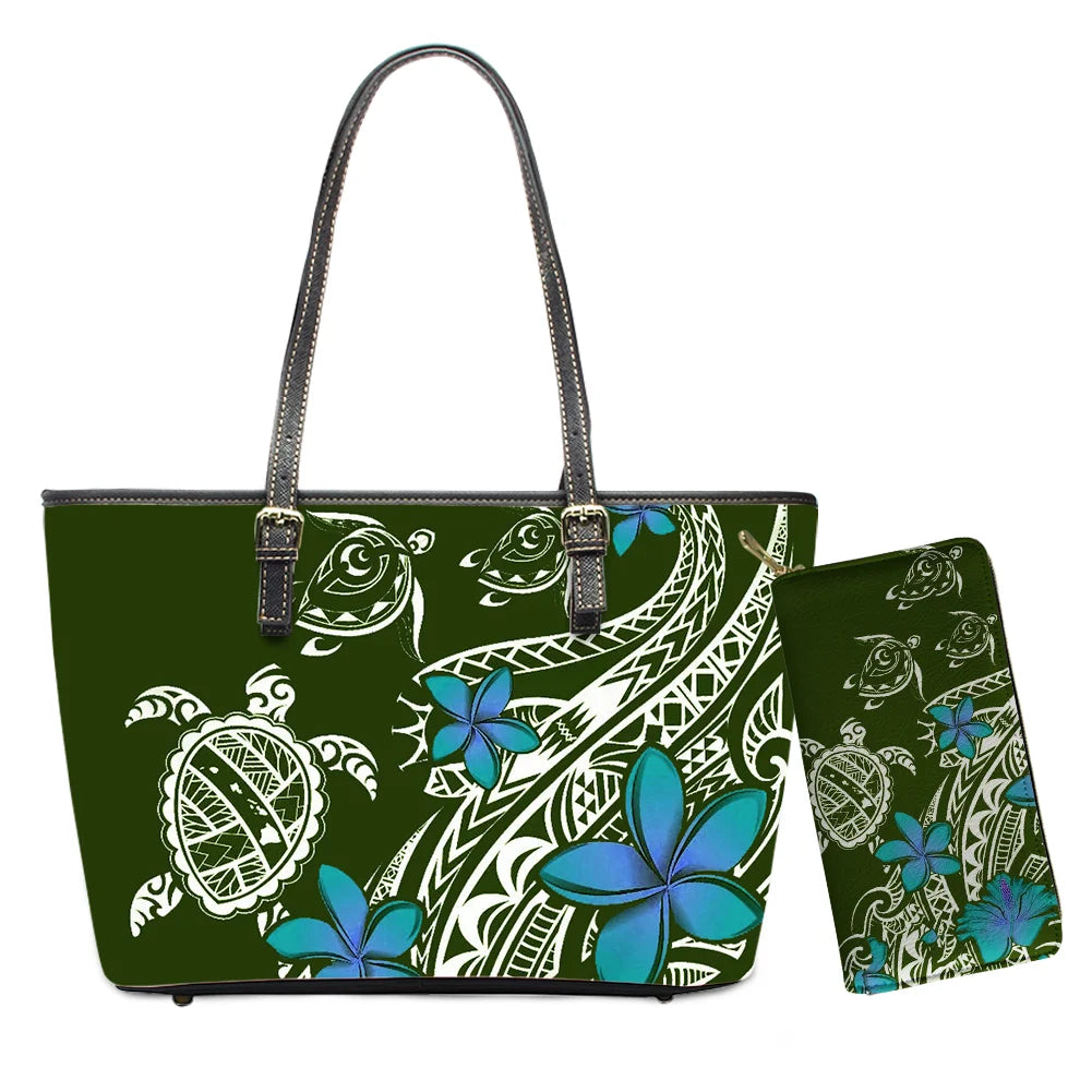 Custom Name Text Samoan Tribal Clutch Purses Handbag Set for Women Polynesian Designer Female Ladies Spring Summer Shoulder Bags