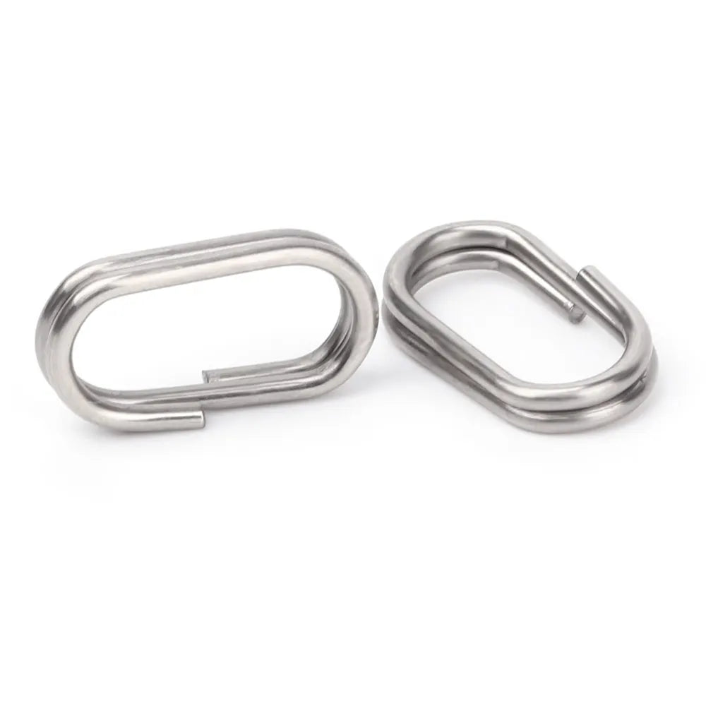 50 PCs/Lot 8/10/13/15/17/19mm Oval Split Rings Snap Swivel Bent Head Fishing Tackle Steel Fishing lure Split Fishing Accessories