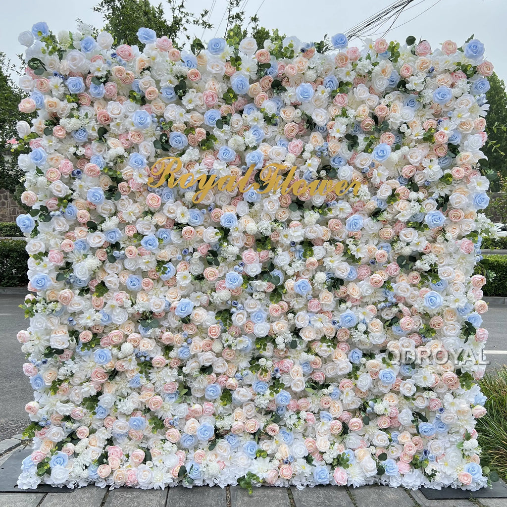 Classic Pink Rose 3D Artificial Flowers Wall Flower Panel Royal Flower Backdrop for Wedding Garlands & Party Event Decoration