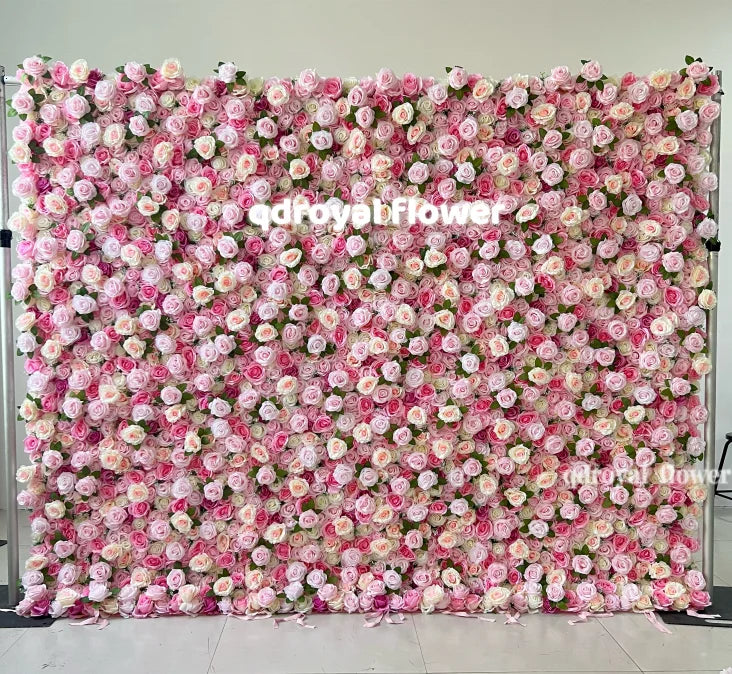 Classic Pink Rose 3D Artificial Flowers Wall Flower Panel Royal Flower Backdrop for Wedding Garlands & Party Event Decoration