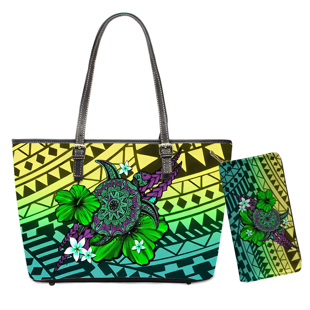 Custom Name Text Samoan Tribal Clutch Purses Handbag Set for Women Polynesian Designer Female Ladies Spring Summer Shoulder Bags