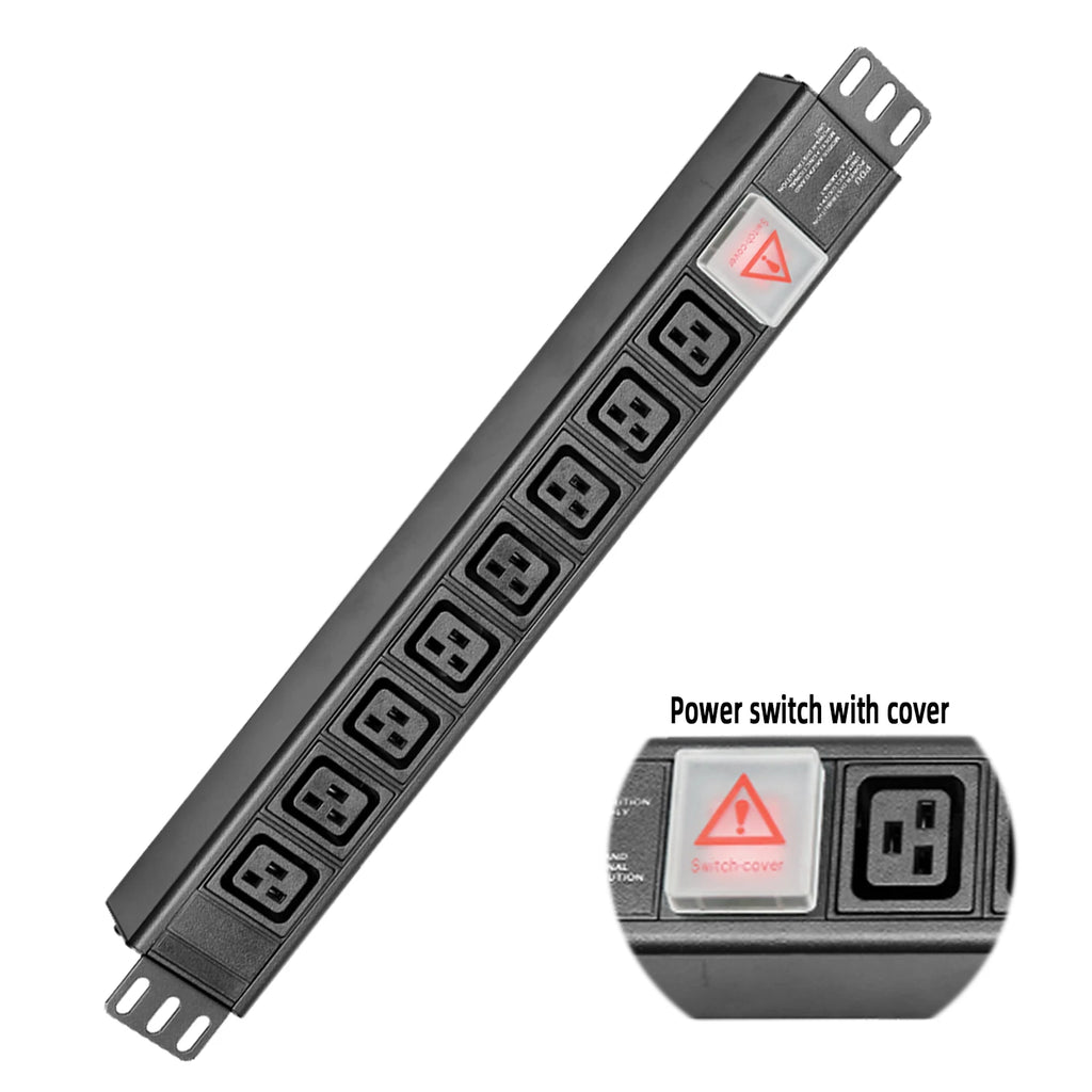 GWGJ OEM AC Industrial Power Distribution Unit IEC C19 PDU Model C19-08-S005 with Rocker Switch Breaker 110V~220V 16A Black