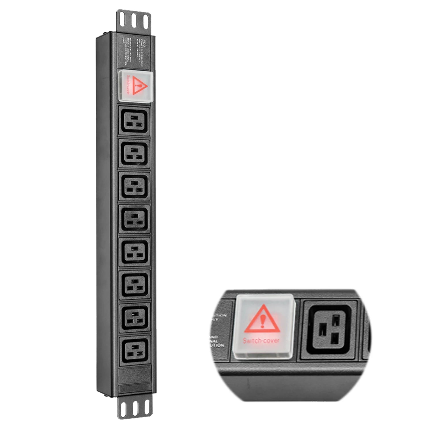 GWGJ OEM AC Industrial Power Distribution Unit IEC C19 PDU Model C19-08-S005 with Rocker Switch Breaker 110V~220V 16A Black
