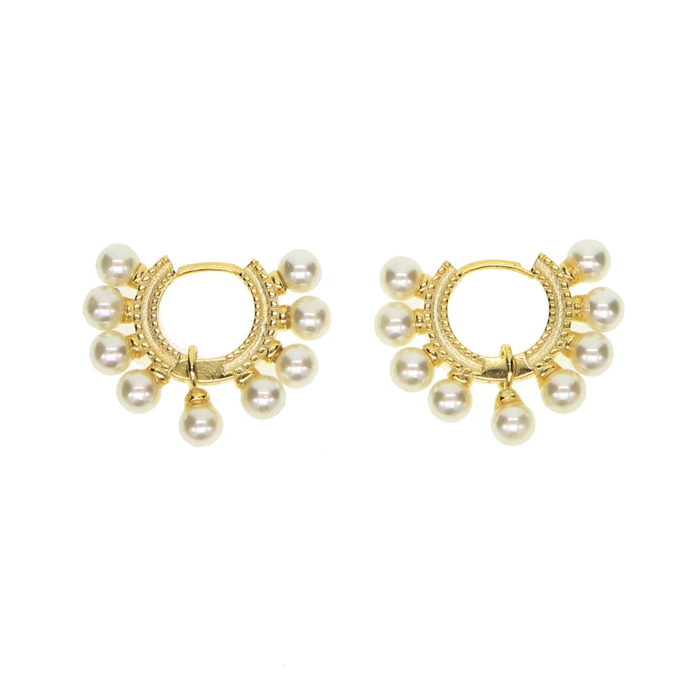 2023 Fashion Factory Customize 925 Sterling Silver Gold Plated Sea Fresh Pearl Huggie Hoop Earring