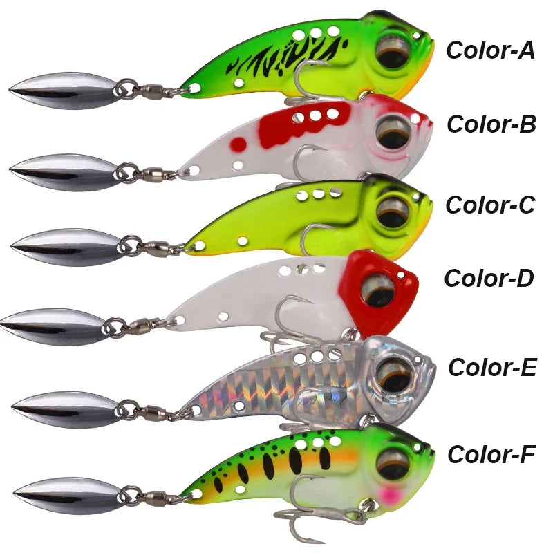 YUCONG 1PCS Metal VIB Spinnerbait 8.5-12.5-17g Jig Spoon Fishing Lure Sinking Vibration Whopper With Sequin leurre Pesca Isca