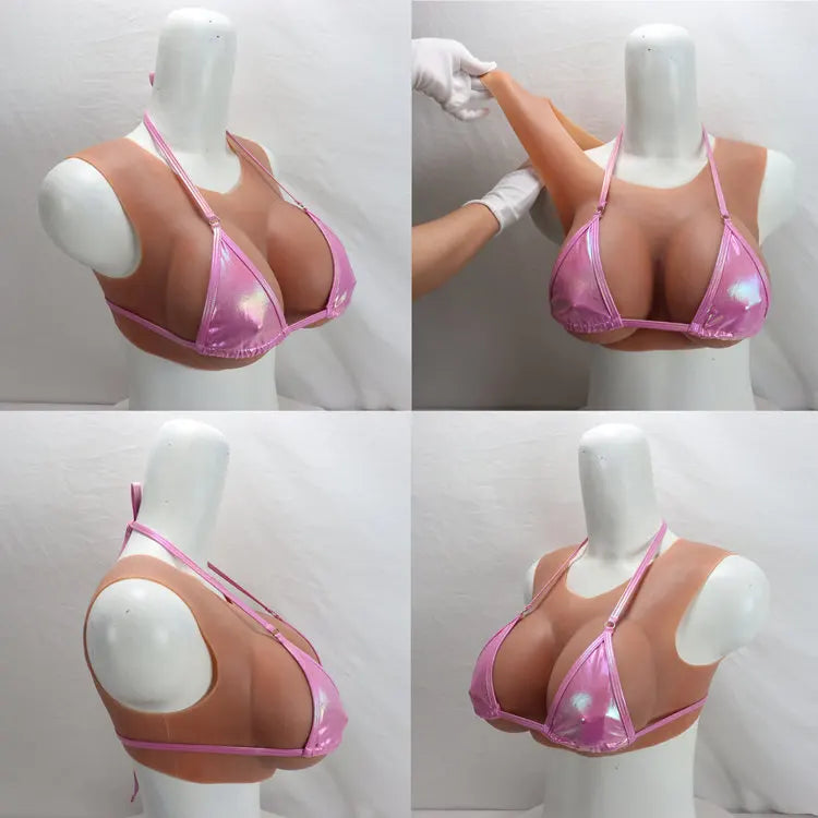 Silicone E Cup Breast Forms Realistic Cotton-Filled Artificial Big Boobs for Transgender Drag Queen Crossdresser