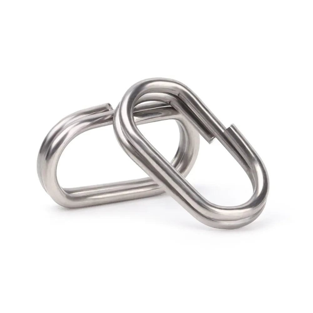 50 PCs/Lot 8/10/13/15/17/19mm Oval Split Rings Snap Swivel Bent Head Fishing Tackle Steel Fishing lure Split Fishing Accessories